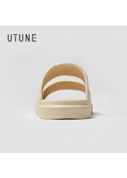 UTUNE Cream Slides Slippers for Women Indoor Shoes Bathroom Warm Summer EVA Home Sandals Men Memory Foam Outside Slippers