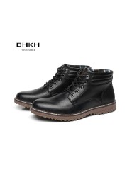 BHKH New Autumn Winter Men Boots Fashion Lace Up Winter Shoes Lightweight Smart Casual Shoes Comfortable Ankle Boots Office Work Casua