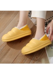 ASILETO Lovers Cotton Slippers Female Bag With Warm Shoes Indoor Home Household Thick-soled Waterproof Cotton Shoes Men Winter