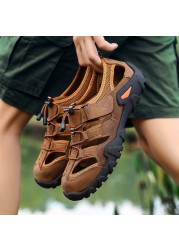 Summer Outdoor Platform Sandals Casual Hiking Men Leather Comfortable Breathable Light Beach Classics Fisherman High Quality