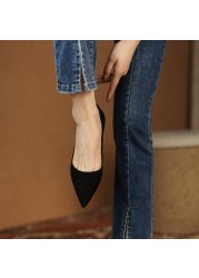 New Spring/Autumn Women Shoes Pointed Toe Suede Sheep Leather Women Shoes French Retro Women Shoes Female High Heels Shoes