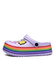 summer women platform clogs rainbow garden sandals cartoon fruit slippers slip on for girl beach shoes outdoor fashion slides