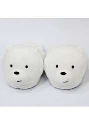 Cartoon Polar Bear Panda Slippers Winter Warm Animal Soft Plush Dolls Indoor Bedroom Shoes Men Women Home Use