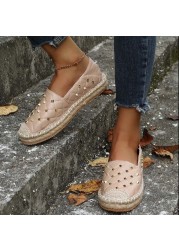 Women Autumn New Fisherman Shoes Flats Loafers Shoes Canvas Women Slip On Rivet Comfortable Mules Zapatillas Mujer