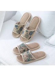 Women Home Slippers Indoor Floor Soft Couple Linen Slippers Bedroom Shoes Ladies Summer New Flex Flip Flops Zapatillas chaus contact