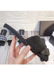 Luxury Designer Flat Shoes for Women Bling Bling Diamond Babouche