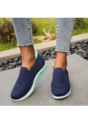 Rimocy 2022 Summer Women Breathable Sneakers Cushioning Air Cushion Walking Shoes Woman Slip On Platform Mesh Flats Plus Size 43