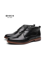 BHKH 2022 Autumn/Winter Men Boots Lace-up Ankle Boots Formal Business Dress Shoes Work Formal Office Man Classic Shoes