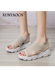 2022 New Summer Women Sandals Sexy Shoes Crystal Casual Woman Flats Buckle Strap Ladies Fashion Beach Shoe Big Size