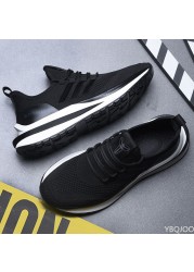 High quality summer male leisure flying knit shoes men's breathable net shoes fashion running men's casual shoes