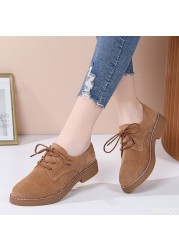 Women's shoes genuine leather oxford mother girls lace up fashion casual shoes women sneakers loafers