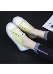 Women Spring Shoes 2022 New Genuine Leather Trend Color Matching Women Shoes Flat Bottom Lace-up Casual Girl Student Shoes