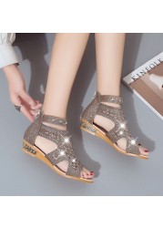 Sandalia women sandals women casual shoes roman summer fashion rivet gladiator sandals women wedge sandalia mujer