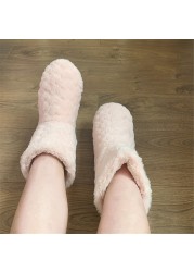 women cotton slippers winter warm feel ce indoor floor shoes socks love style slip-on soft non-slip female plush shoes