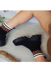 Ankel Shoes For Women Platform Shoes Black Knit Sock Socks Woman Fashion Motorcycle Shoes Botas De Invierno Para Mujer