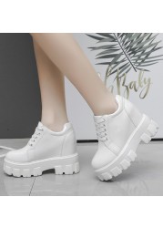 Rimocy Platform Chunky Ankle Boots For Women Height Increasing Thick Sole Gothic Shoes Woman Punk Style Patent Leather Socks