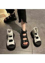 The new women's thick bottom muffin summer 2021 student velcro wedges shoes for women open toe shoes hook and loop sandals