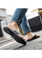 men summer flip flops beach sandals anti-slip casual flat shoes patchwork slippers home slippers for men