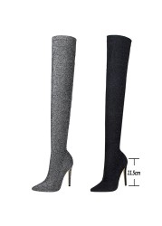 BIGTREE Boots Women Boots Elasticity Sexy Over-the-Knee Boots Women High Heel Winter Boots Female Long Boots Stiletto Heels 11.5cm