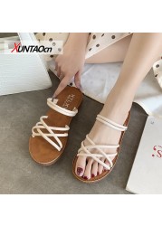 Summer women's flat-soled sandals Roman shoes tendon-soled soft and comfortable gladiator sandals fashionable casual beach shoes