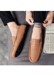 Leather men's shoes luxury brand men's casual shoes comfortable non-slip shoes men's genuine driving shoes simple fashion shoes