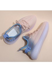 Summer trendy women's coconut daddy casual shoes gradient fly knit shoes women casual breathable running shoes