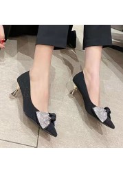 Lucifer 2022 Fashion Crystal Bowknot Pumps Women Pointed Toe High Heel Shoes Woman Stiletto Heel Party Shoes Zapatos De Mujer