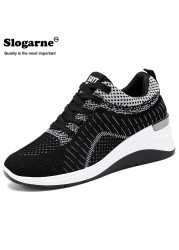 Women's Knitting Flats Lace Up Slip-On Breathable Comfortable Platform Sneakers Female Spring Sports Casual Shoes Running Loafers