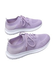 2022 Women Mesh Lace-up Sneakers Female Summer Vulcanized Mesh Breathable Sneakers Ladies New Flats Shoes Plus Size 43