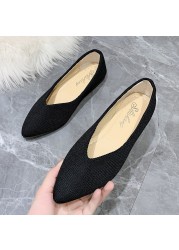 2022 Women's Shoes Autumn Single Shoes Fashion Knitted Pointed Shoes Flat Bottom Comfortable Plus Size 43