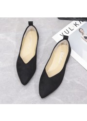 Slip On Women Flats Shoes Candy Color Pointed Toe Female Loafers Large Size Shoes Woman Spring Flock Ladies Ballet Flats