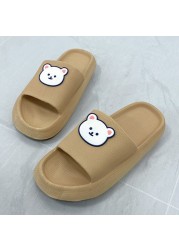 Lucifer Cute Cartoon Bear Platform Slippers Women 2022 Summer EVA Soft Sole Home Flip Flops Woman Non-slip Beach Sandals Female