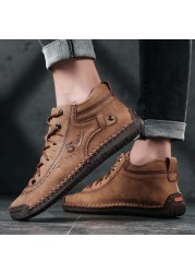 2021 New Men's Mid Top Fashion Comfortable Shoes Spring Autumn Lace-up Casual Male Shoes Handmade Classic Sale Classic Flats