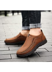 Four seasons men's wild tide shoes men's shoes cowhide soft men's casual shoes slip on lazy driving shoes male slip on shoes