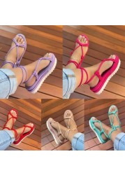 Summer new women's sandals thick-soled sponge cake hemp rope woven sandals ladies large size round toe female beach sandals