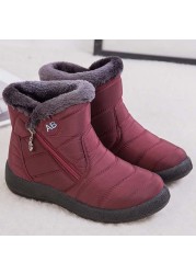 2021 women shoes waterproof boots for women zipper ankle chunky boots female winter snow boots women boots plus size botas mujer