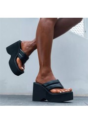 wedges flip flops black plus size platform shoes women new sexy nightclub high heels sandals height increase slippers women