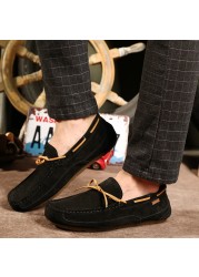 High Quality Men's Leather Shoes Lace Up Soft Sole Driving Shoes Casual Breathable Moccasin Shoes For Men