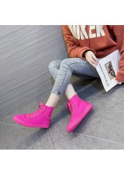 Rose Red Yellow Purple Orange Green Color Microfiber Leather High Quality Sneakers Women Running Shoes Leather Women Sneakers