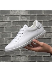 Simple black sneakers leather shoes men white sneakers male flat shoes soft sole breathable men's shoes