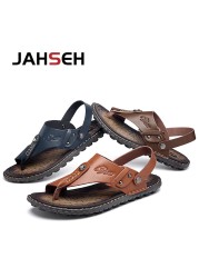 New Arrival Leather Men Sandals Summer Slip On Leisure Beach Shoes Fashion Outdoor Men Sandals High Quality Slippers Size 47