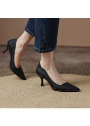 REAVE CAT 2022 Women's Pumps Pointed Toe Thin High Heels 8.5cm Slip On Ladies Office 34-40 Solid Green Black Spring Daily S3624