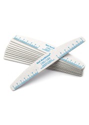 50pcs Thick Half Moon Professional Wood Nail File With Ruler Gray Emery 80 100 150 180 240 Grit Wood Files Tips For Nails