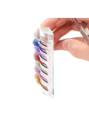 12 Strips Mix Colors Fashion Glitter Eyelash Extensions C Curl 0.15mm Shiny Colorful False Eyelash Individual Lashes For Makeup