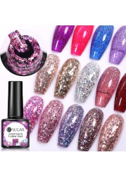 UR SUGAR 7.5ml Glitter UV Gel Polish Bling Sequins Rose Gold Silver Soak Off Manicure Nail UV Gel Polish Lacquer Base