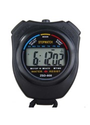 New Classic Waterproof Digital Professional Portable LCD Handheld Sports Stopwatch Timer Stop Watch With Chain For Sports