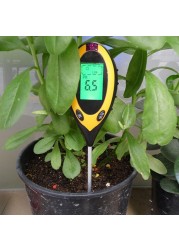 Professional 4 in 1 PH Meter Soil Tester Moisture Monitor Sunshine Temperature Tester Acidity Alkalinity Test Tool for Garden Plant