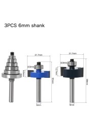 Rabbit Router Bit with 6 Bearings Set-1/4" Shank 6mm Shank Woodworking Cutter Tenon Cutter for Woodworking Tools