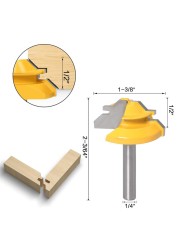 3 قطعة 6 مللي متر 1/4 عرقوب عالية الجودة اللسان و الأخدود مشترك الجمعية راوتر بت 1 قطعة 45 درجة قفل ميتري الطريق بت أدوات النجارة