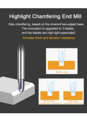 Chamfer Milling Cutter Carbide Angle Anti Chamfer End Mill Deburring V Grove Router 60 90 120 Degree 2 3 Flutes